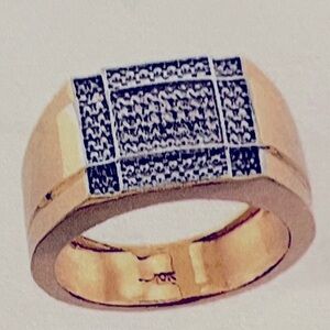 10K Solid Gold with 0.14ct natural Diamonds Men’s Ring Wedding Ring